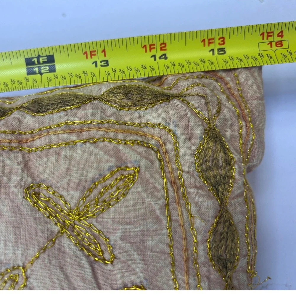 Indian‎ Embroidered Elephant Cotton Pillow Cover Boho Gold Purple 15x15